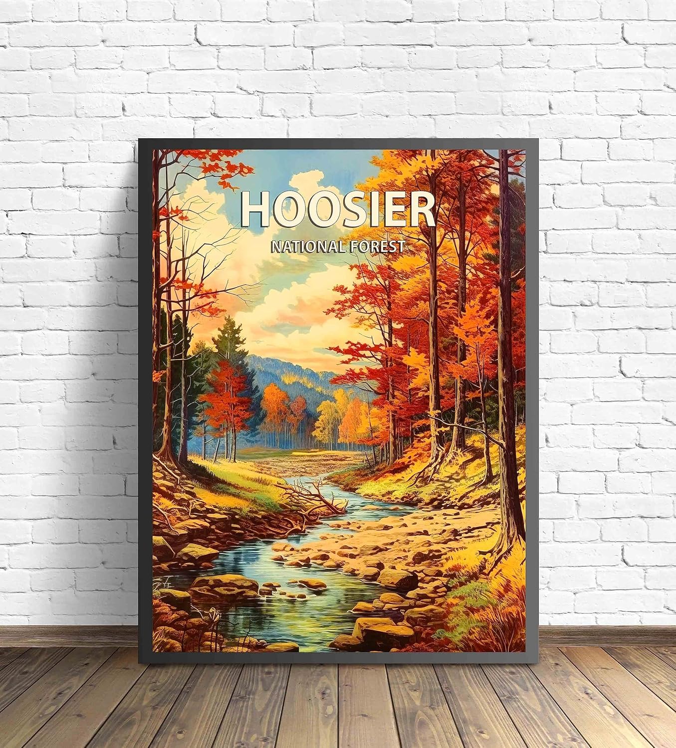 Hoosier National Forest Poster Art Print Retro Mountain Wall Art Poster Vintage Decor Nature Recreation Wilderness Wildlife Decoration, Outdoor Adventure Scenic Beauty Artwork. (Hoosier National