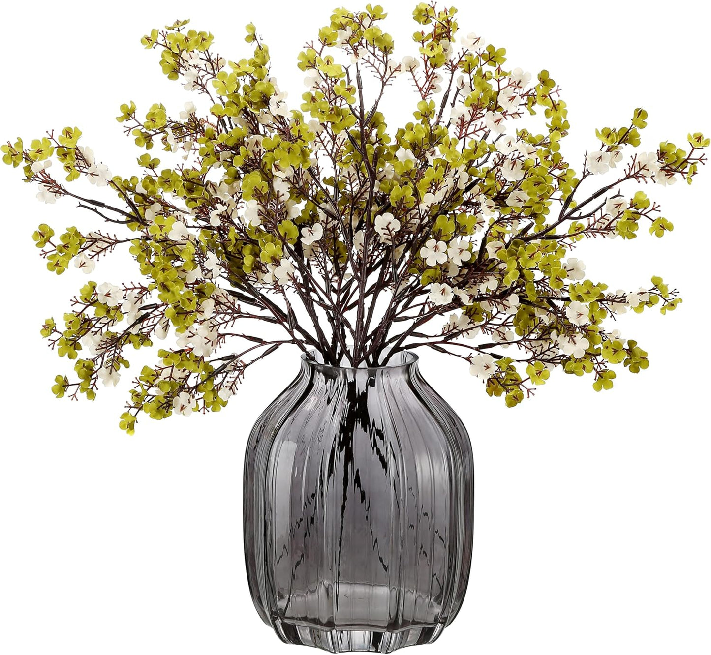 JAKY-Global Babys Breath Fabric Cloth Artificial Flowers 6 Bundle European Fake Silk Plants Decor Wedding Party Decoration Bouquets Real Touch DIY Home Garden (Green White)