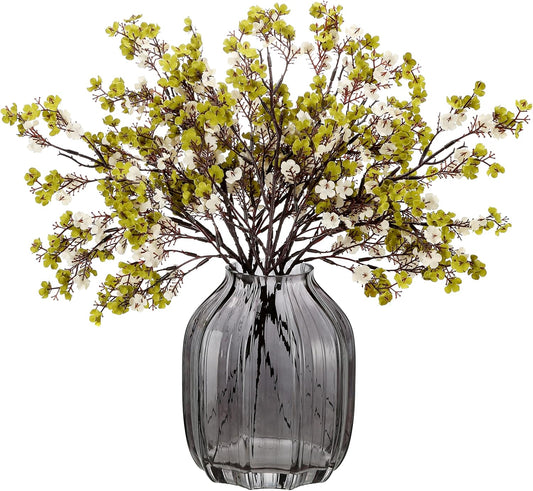 JAKY-Global Babys Breath Fabric Cloth Artificial Flowers 6 Bundle European Fake Silk Plants Decor Wedding Party Decoration Bouquets Real Touch DIY Home Garden (Green White)