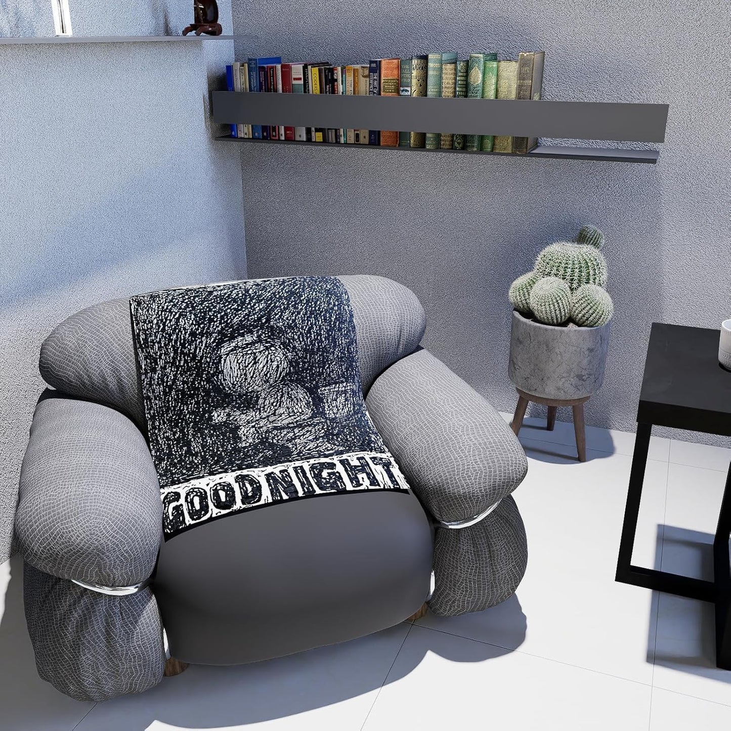 Gallery-Grade Woven Fabric Art:Original Art "GOOD NIGHT" Textile - Woven Wall Decor & Cover for Furniture