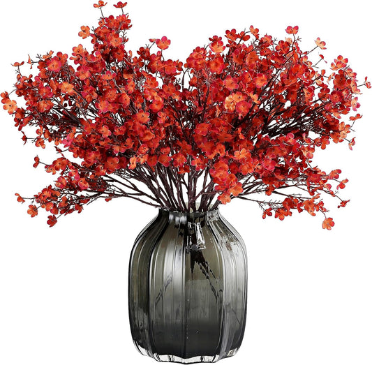 JAKY-Global Babys Breath Silk Artificial Flowers Bulk 20pcs for Fall Decor Fake Flower Bouquet Bulk for Home Kitchen Indoor Bouquet Floral Arrangement Table Centerpieces Party Decor(Burnt Red Brown)