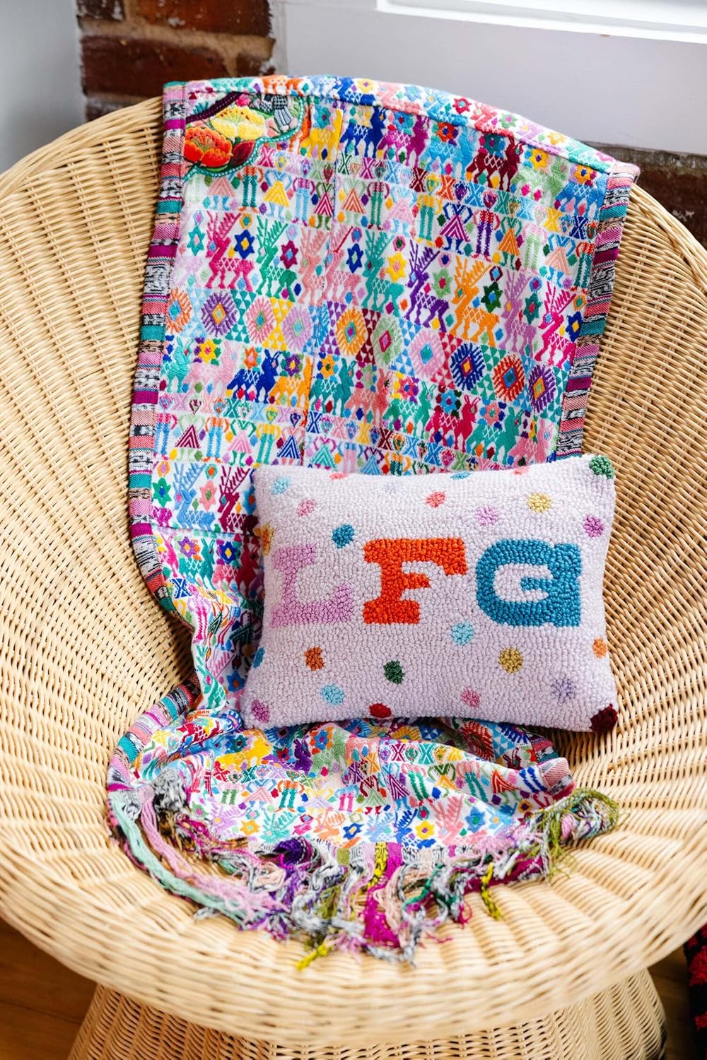 FURBISH Hook Decorative Throw Pillow - LFG - 9"x 12" - Small Embroidered Designer Pillow for Living Room, Couch, Sofa, Chair & Bed - Eclectic Home Decor