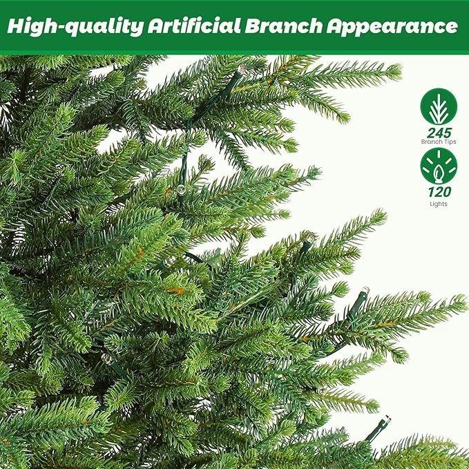 4ft Prelit Artificial Small Mini Christmas Tree with Color LED Lights, Remote Control and Timer, Perfect for Xmas Decor, Wedding Dining Table top, Home, Kitchen,4 Foot