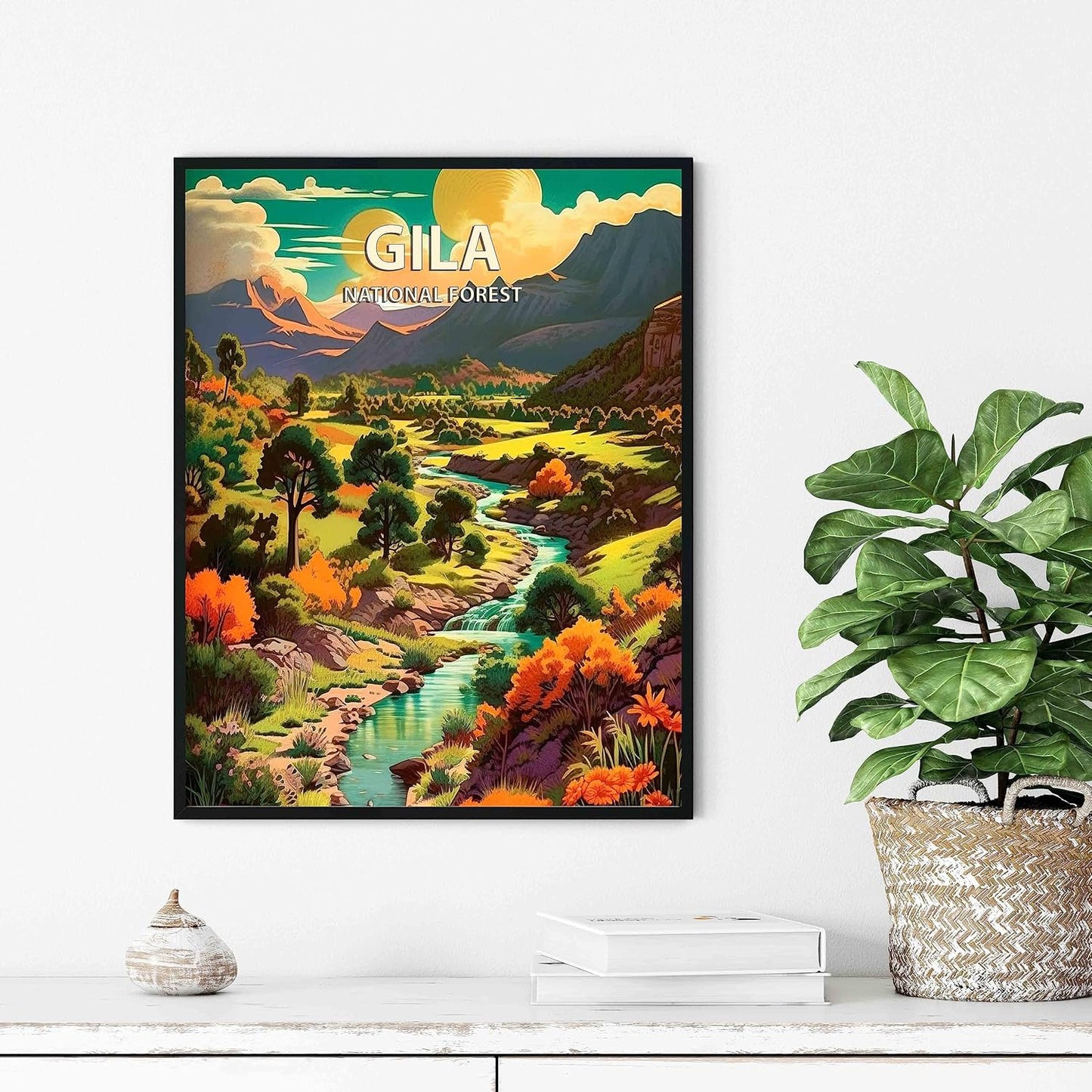 Gila National Forest Poster Art Print Retro Mountain Wall Art Poster Vintage Decor Nature Recreation Wilderness Wildlife Decoration, Outdoor Adventure Scenic Beauty Artwork. (Gila National Forest,