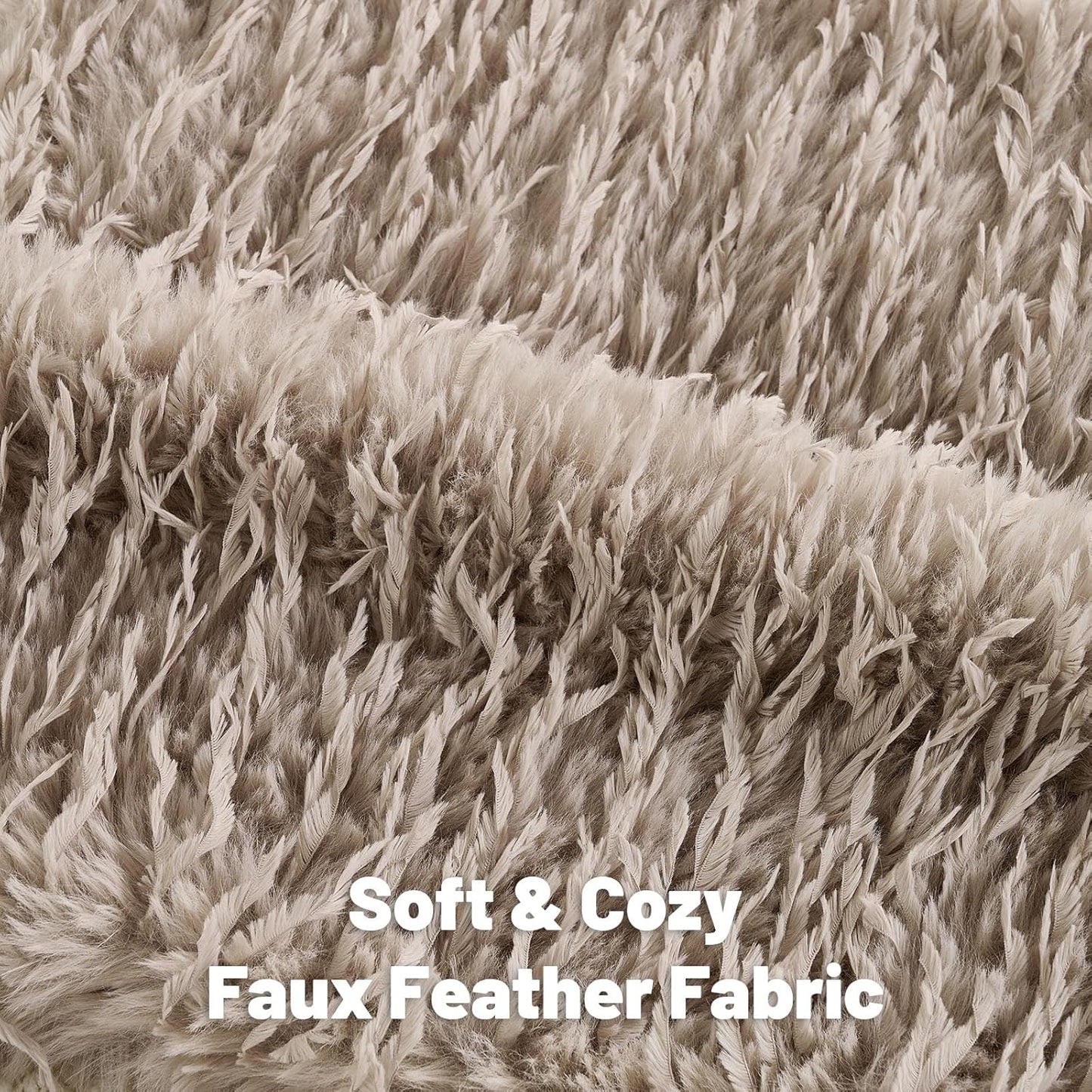 FUTEI Khaki Decorative Throw Pillow Covers 16x16 Inch Set of 2,Soft Fluffy Faux Feather Texture Cushion Cases,Modern Home Luxury Decor for Couch Bed Living Room