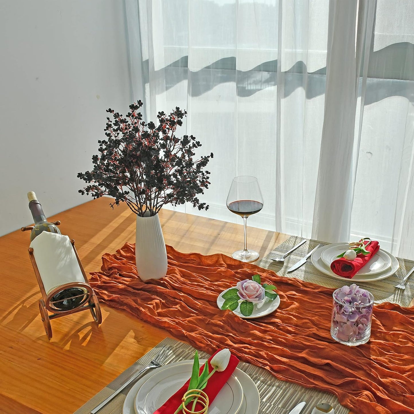 Mandy's Black Artificial Baby’s Breath Flowers 6 Bundles Silk Gypsophila with Bendable Stems for Fall Centerpiece Wedding Decor and Table Arrangements