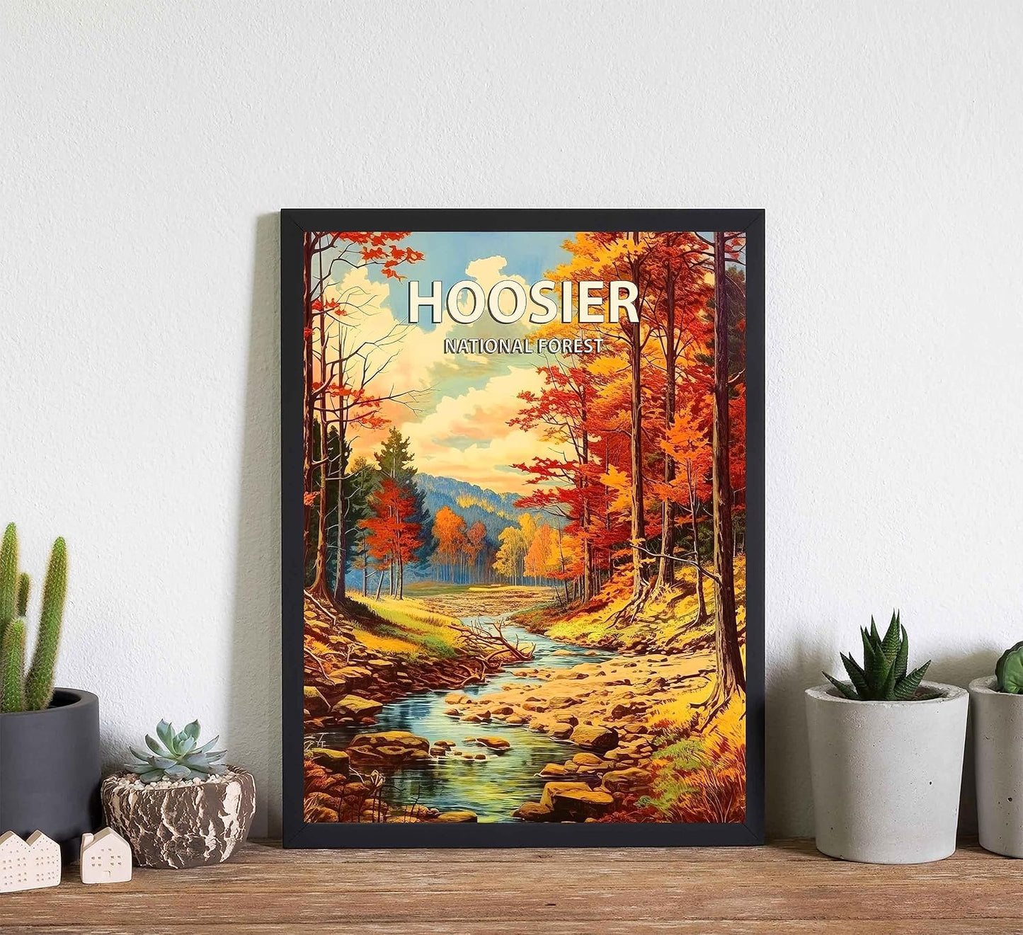 Hoosier National Forest Poster Art Print Retro Mountain Wall Art Poster Vintage Decor Nature Recreation Wilderness Wildlife Decoration, Outdoor Adventure Scenic Beauty Artwork. (Hoosier National