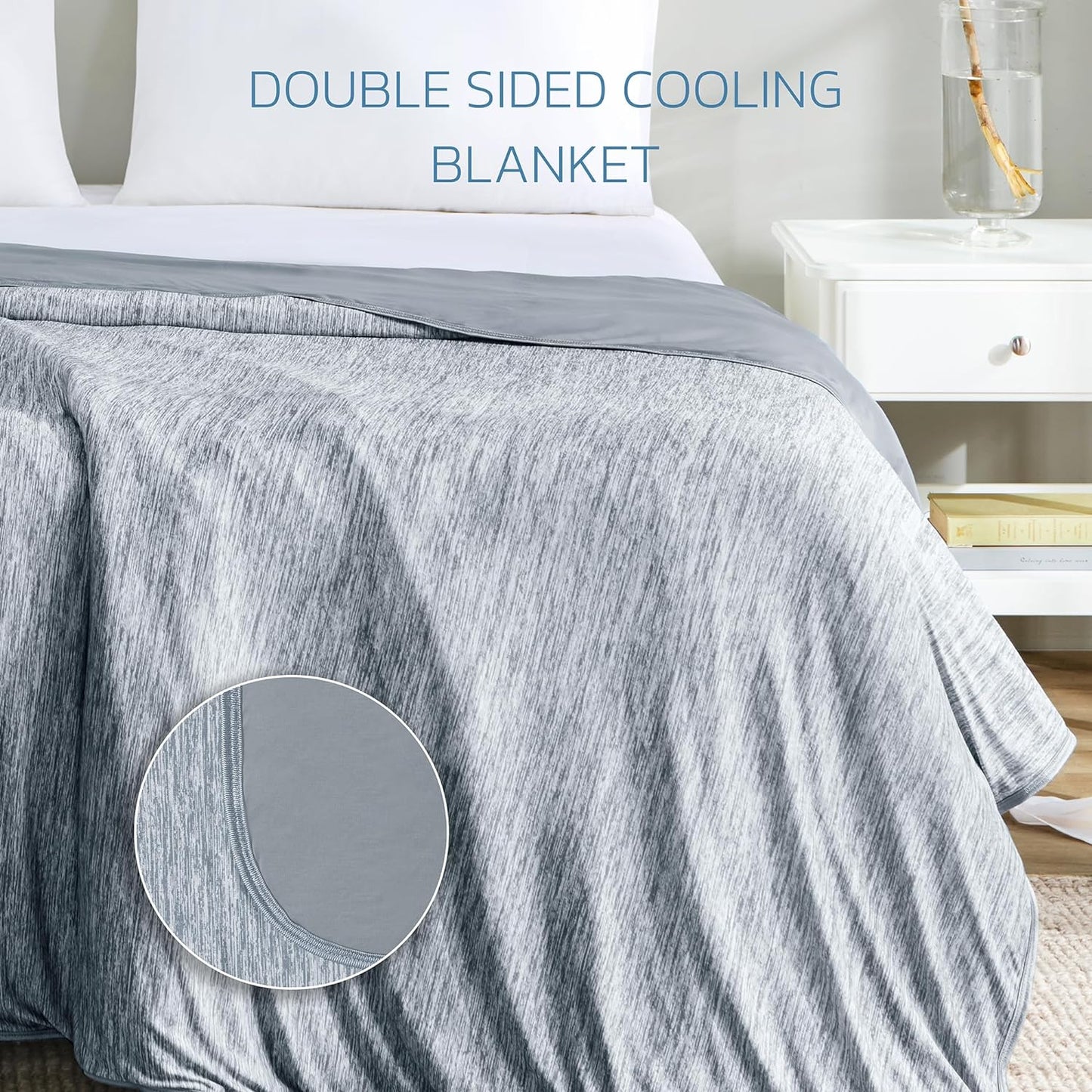 Degrees of Comfort Cooling Lightweight Summer Blankets, Thin Breathable Cooling Blanket for Bed Couch Sofa, Keep Body Cool for Hot Flashes (Grey, 50"x70")