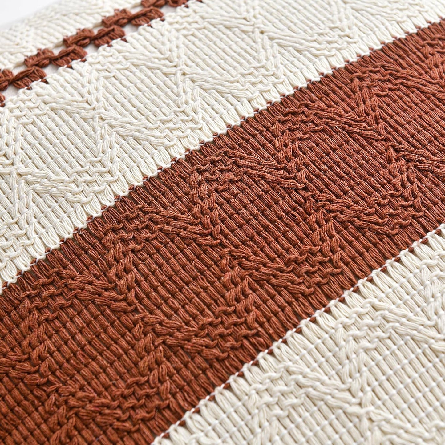 Fancy Homi Set of 2 Rust Boho Long Lumbar Decorative Throw Pillow Cover 12x24 Inch for Couch Bed Sofa, Aesthetic Modern Organic Fall Room Decor, Soft Cotton Cute Terracotta Farmhouse Cushion Case