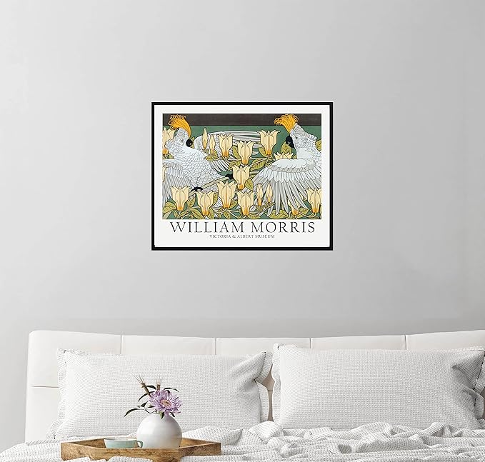 William Morris Birds Wall Art Poster Prints, Famous Artist Patterns, Vintage Flowers Decor Artwork, Tapestry Historic Cultural Illustrations Fine Art, Colorful for Living Room, Bedroom, Office,