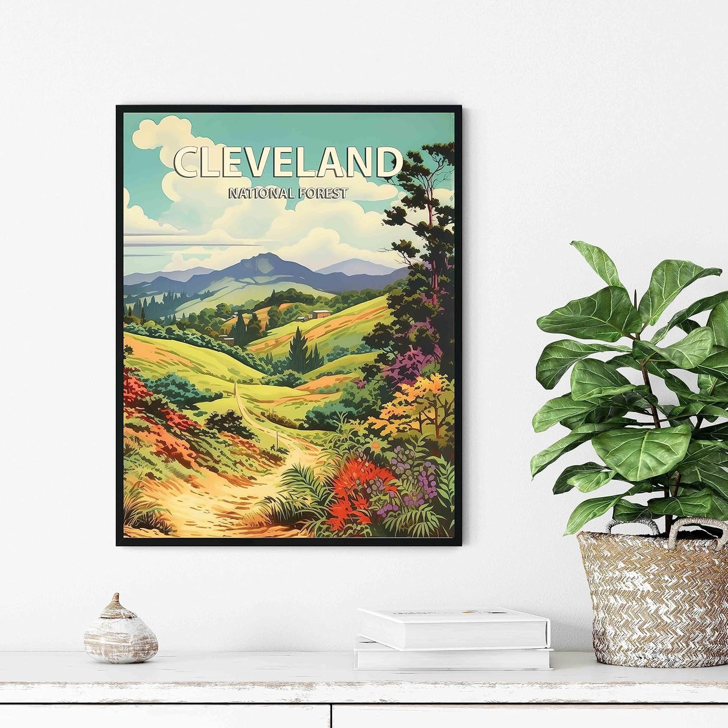 Cleveland National Forest Poster Art Print Retro Mountain Wall Art Poster Vintage Decor Nature Recreation Wilderness Wildlife Decoration, Outdoor Adventure Scenic Beauty Artwork. (Cleveland National
