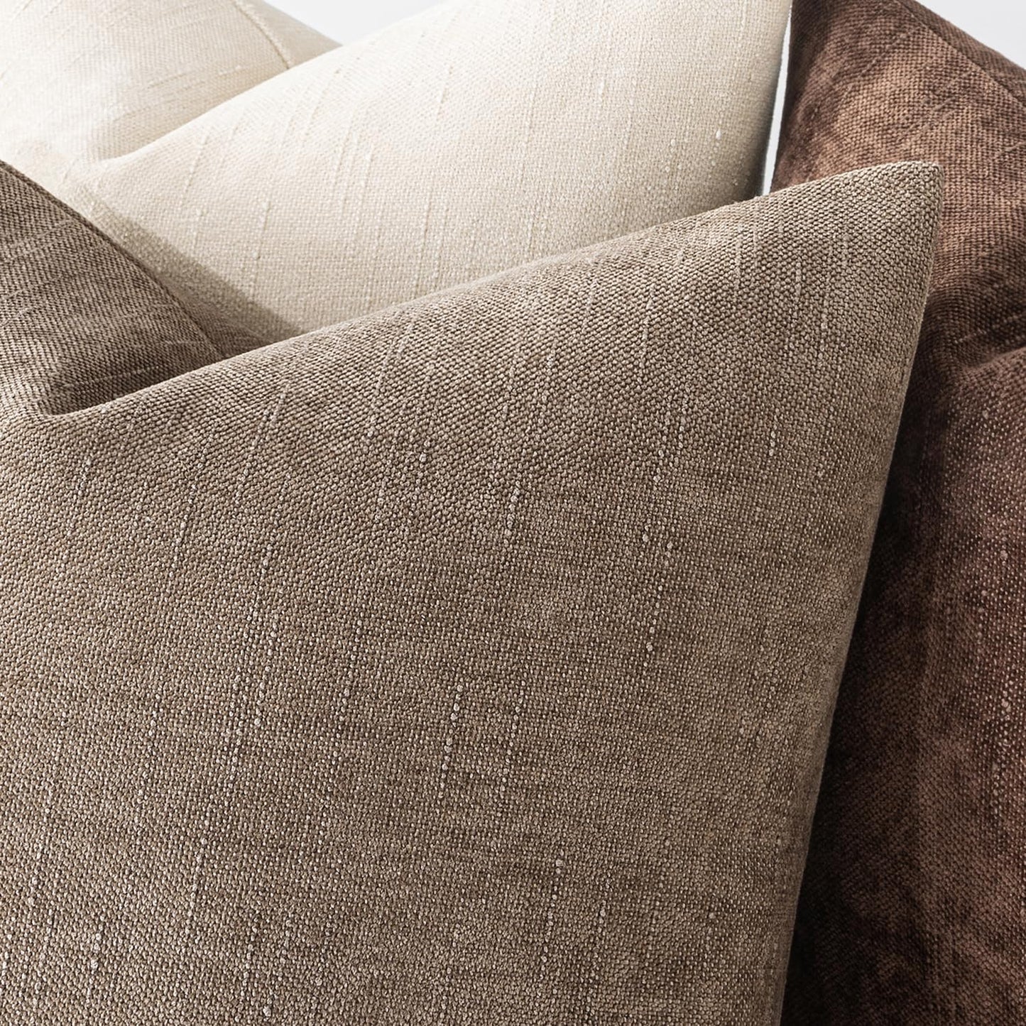 MIULEE 26x26 Inch Euro Sham Chenille Throw Pillows Set of 2 Soft Accent Taupe Grey Neutral Farmhouse Textured Cushion Covers for Bed Sofa Bedroom Living Room