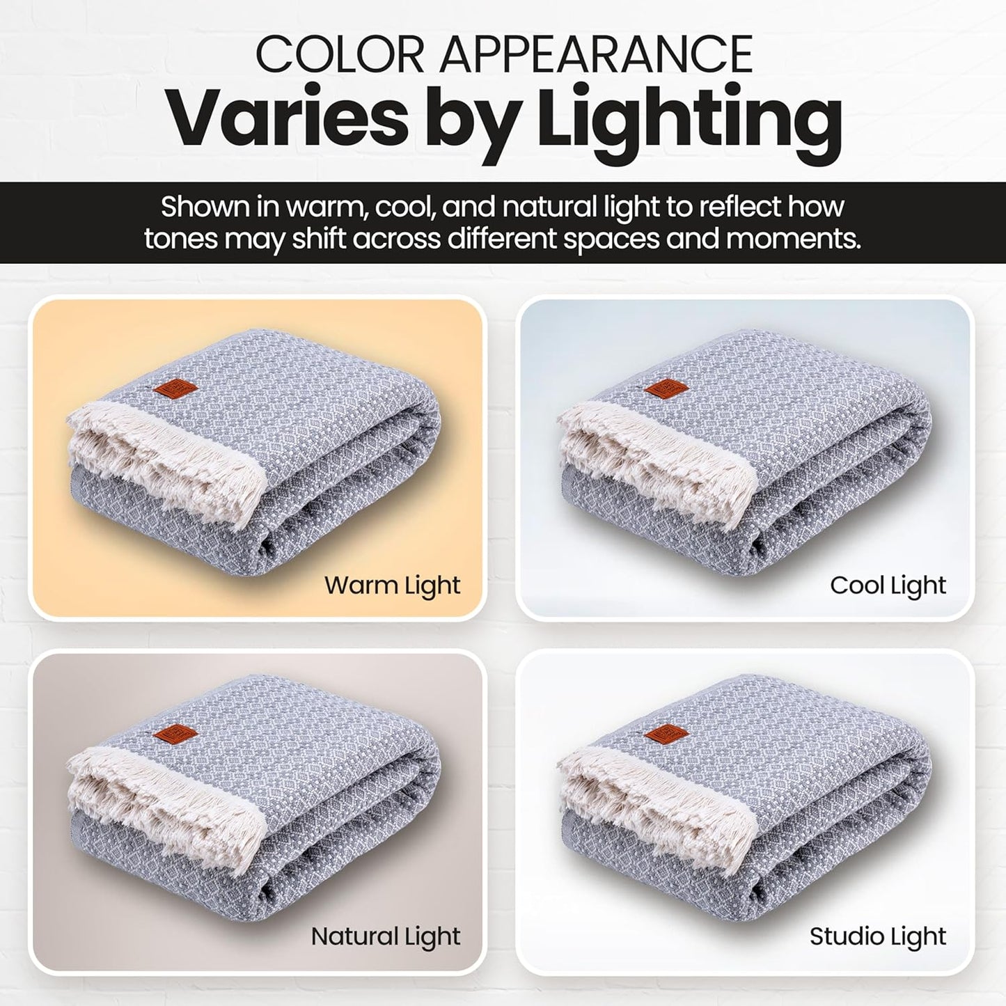 Gold Case Throw Blanket for Bed - 100% Recycled Turkish Cotton Blanket - Retro Lightweight Soft Throw Blankets for Bed & Living Room - Queen Size Cozy Blankets - 90x90 - Grey