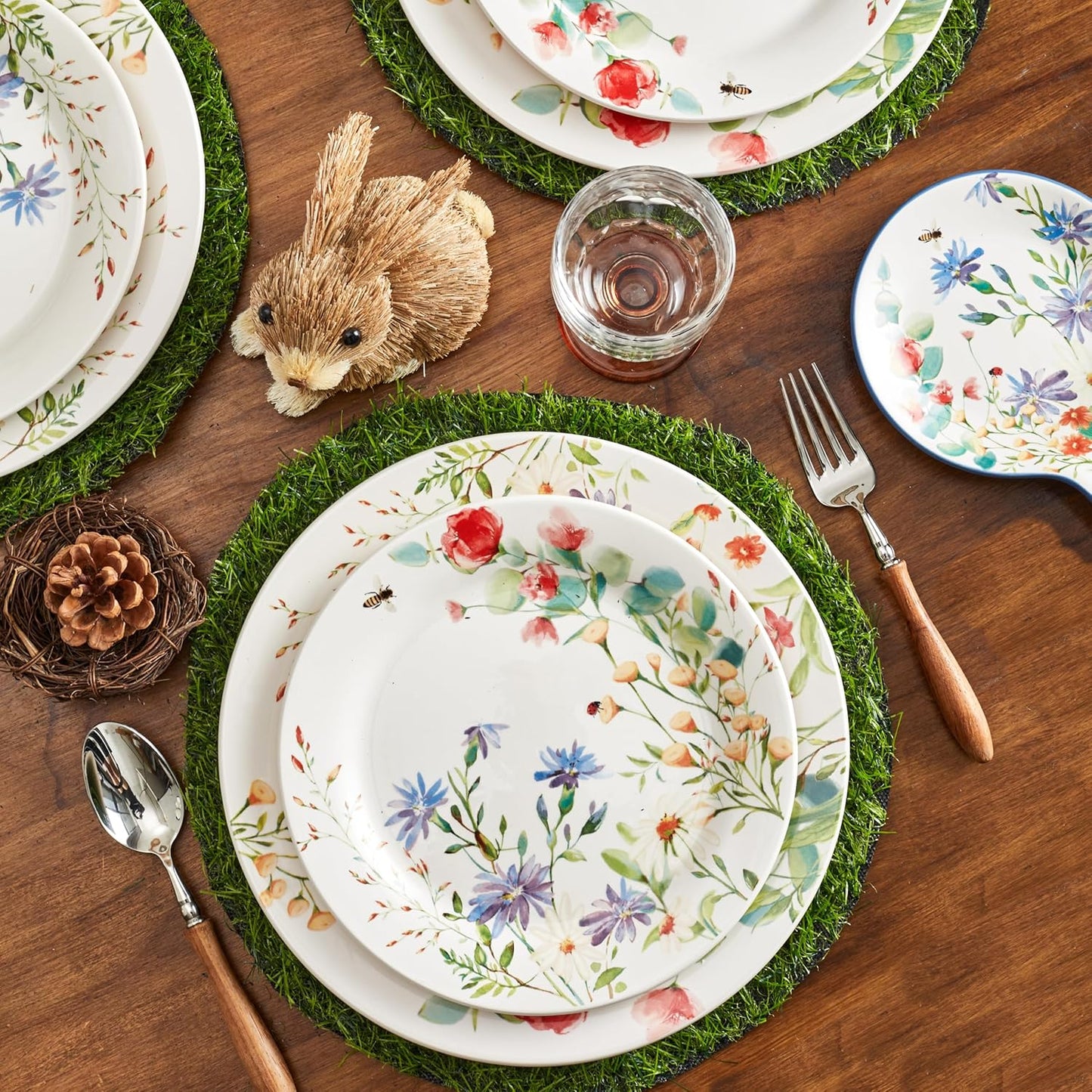 Bico Summer Provence Salad Plates Set of 4, 8.75 Inch Ceramic Dessert Plates for Salad, Appetizer, Side Dishes, Microwave and Dishwasher Safe, Gift for Housewarming and Thanksgiving