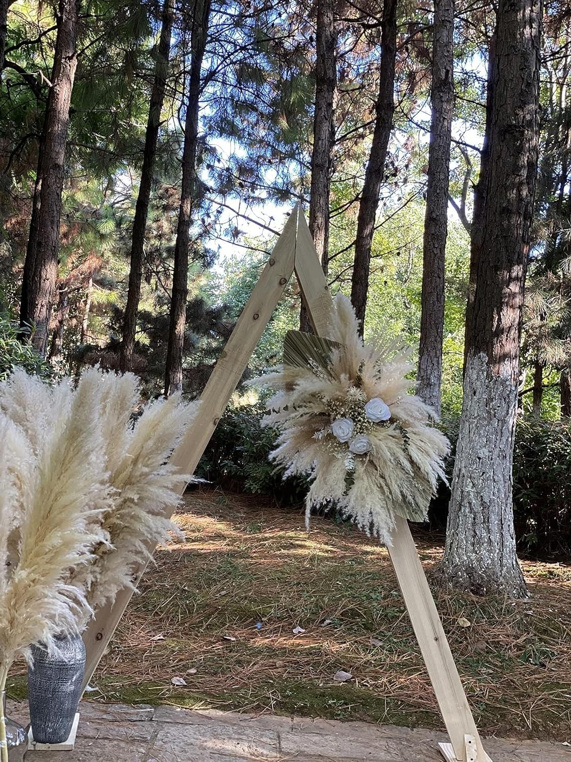 DIY White Pampas Arch Swag – Dried Flower Arrangement for Wedding Ceremony, Wall or Mantel Decor(Woodland Boho Bouquet)