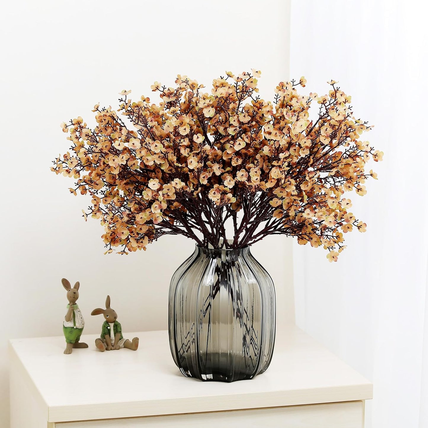 JAKY-Global Babys Breath Silk Artificial Flowers Bulk 20pcs for Fall Decor Fake Flower Bouquet Bulk for Home Kitchen Indoor Bouquet Floral Arrangement Table Centerpieces Party Decor(Khaki)