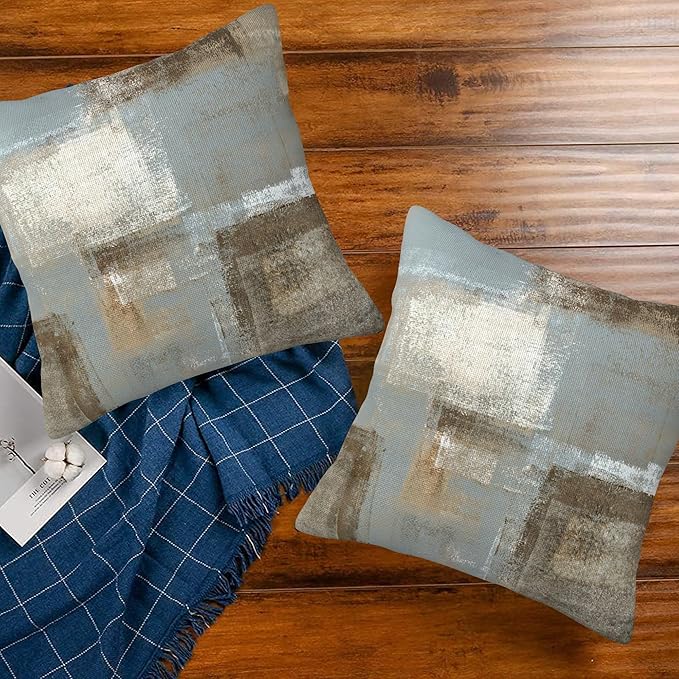 Throw Pillow Cover Case Abstract Floral with Leaves Pillow Covers 20x20 Inch Set of 2 Soft Decorative Throw Pillow Case for Living Room Bedroom Sofa Couch Cushion Covers