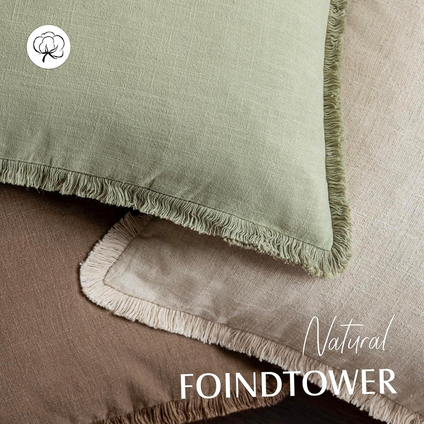 Foindtower Decorative Linen Fringe Lumbar Throw Pillow Covers Cozy Boho Farmhouse Cushion Cover with Tassel Soft Accent Pillowcase for Sofa Bed Living Room Home Decor, 12×20 Inch, 1PC,Light Sage Green