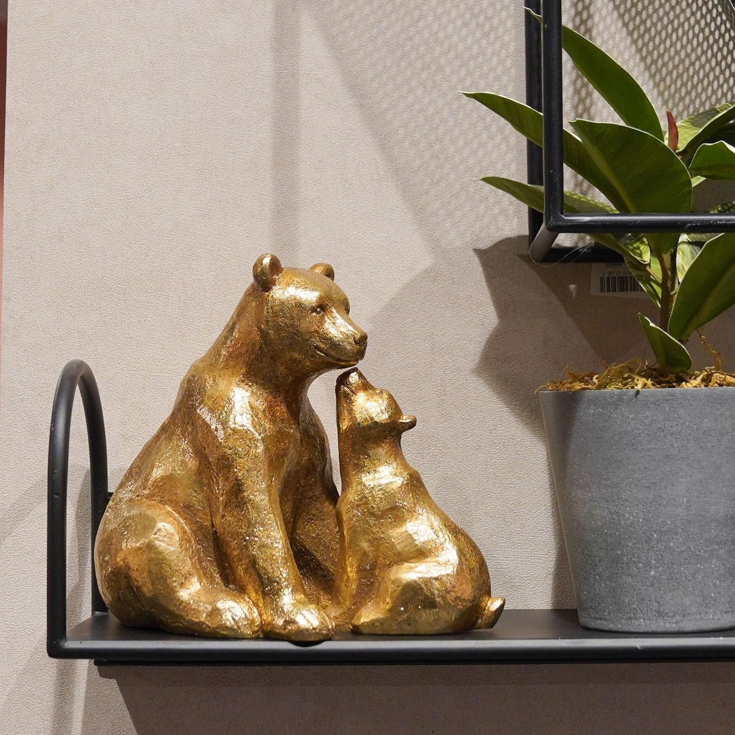 Guichifun Kissing Bear Statues Collectible Figurines - Resin Gold Mother and Baby Bear Statues for Home Decor Modern for Livingroom Bedroom for Mother 8 x 4 x 6.5 Inch