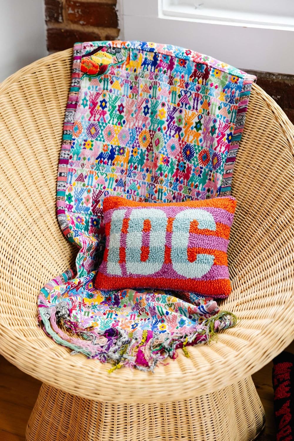 FURBISH Hook Decorative Throw Pillow - IDC - 9"x 12" - Small Embroidered Designer Pillow for Living Room, Couch, Sofa, Chair & Bed - Eclectic Home Decor