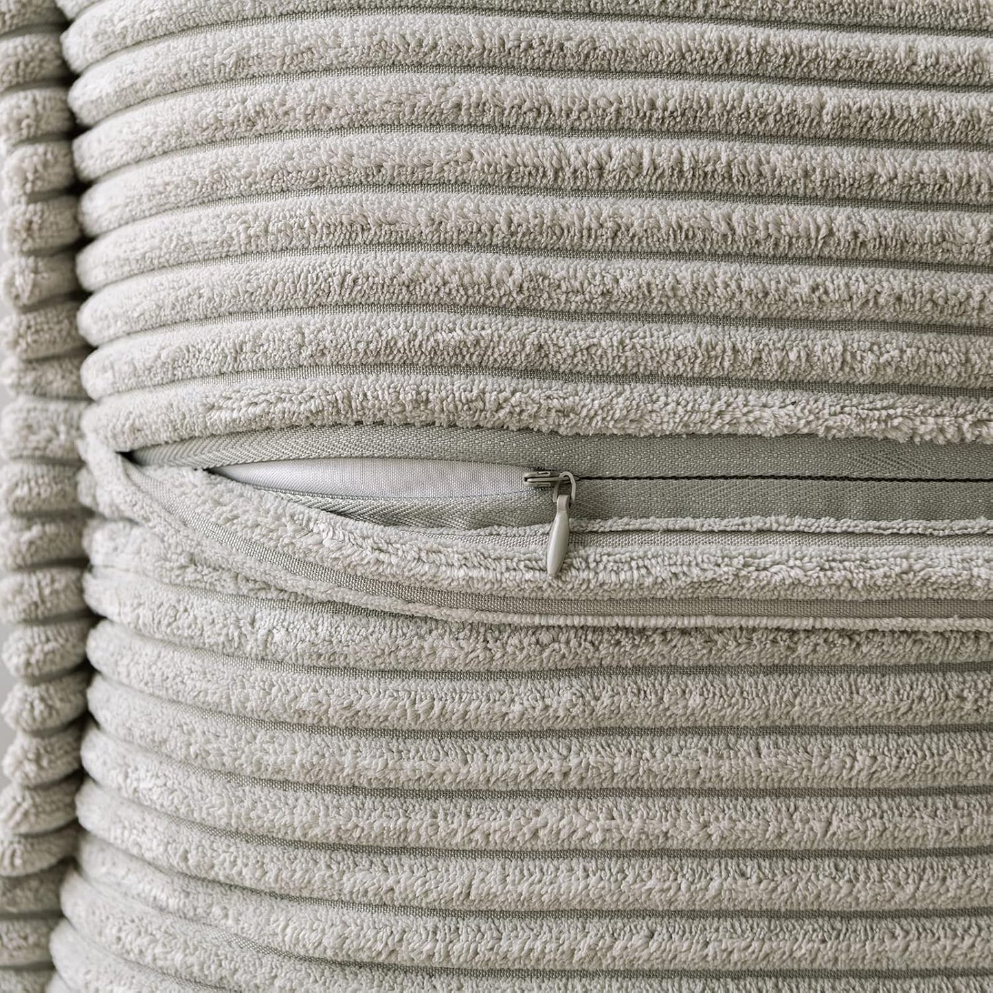 MIULEE Light Grey Corduroy Decorative Euro Sham Pillow Covers 24x24 Inch with Splicing Set of 2 Soft Boho Pillow Covers Broadside Textured Pillowcases for Couch Bed Livingroom