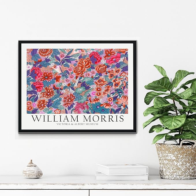 William Morris Colorful Flowers Wall Art Poster Prints, Famous Artist Patterns, Vintage Flowers Decor Artwork, Tapestry Historic Cultural Illustrations Fine Art, Colorful for Living Room, Bedroom,