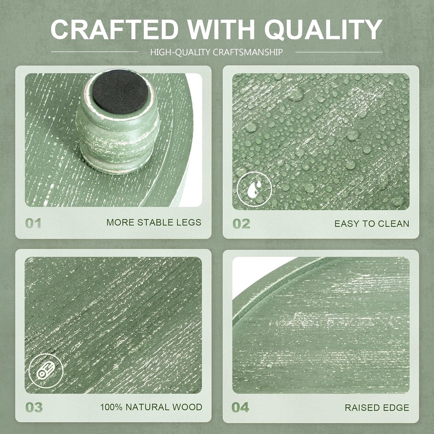 EOSAHR Farmhouse Pine Wood Riser for Home Decor – Round Pedestal Stand for Coffee Table & Kitchen Sink – Stylish Display Stand for Dish Soap Dispenser, Candles, Plants, and Cupcakes (Green)