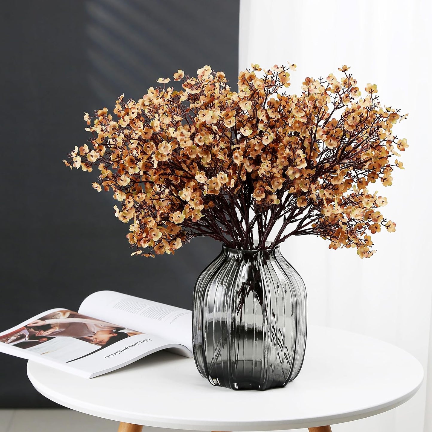 JAKY-Global Babys Breath Silk Artificial Flowers Bulk 20pcs for Fall Decor Fake Flower Bouquet Bulk for Home Kitchen Indoor Bouquet Floral Arrangement Table Centerpieces Party Decor(Khaki)