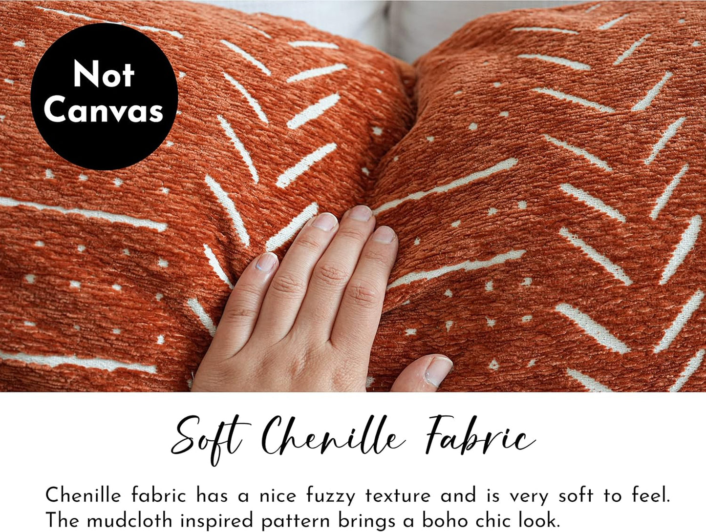 BlissBlush Fall Brick Red Soft Chenille Boho Body Pillow Cover 20x54, Decorative Oversized Long Lumbar Pillow, Boho Textured Oversize Body Pillow, Cover ONLY