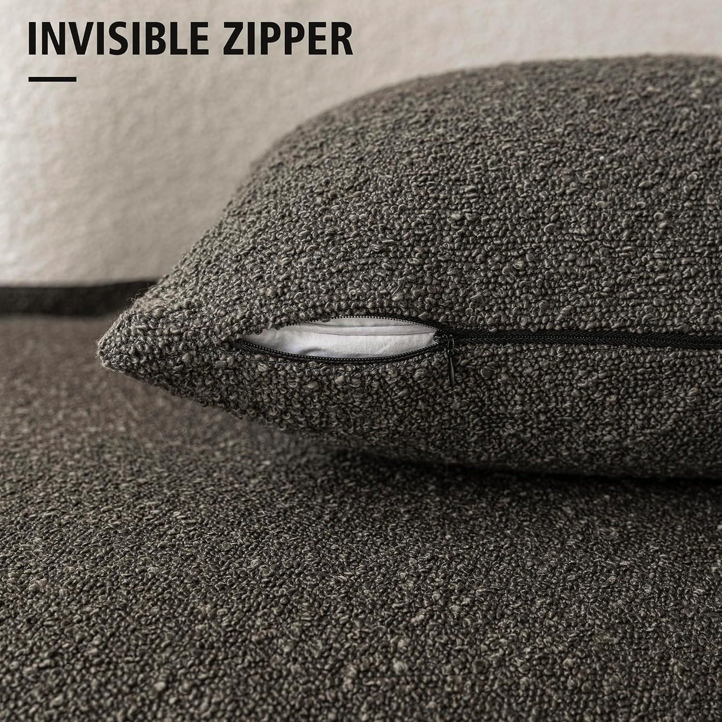 Foindtower Pack of 2 Textured Boucle Throw Pillow Covers Accent Solid Decorative Pillow Cases Cozy Woven Couch Cushion Case for Sofa Bedroom Living Room Home Decor, 18 x 18 Inch,Dark Brown