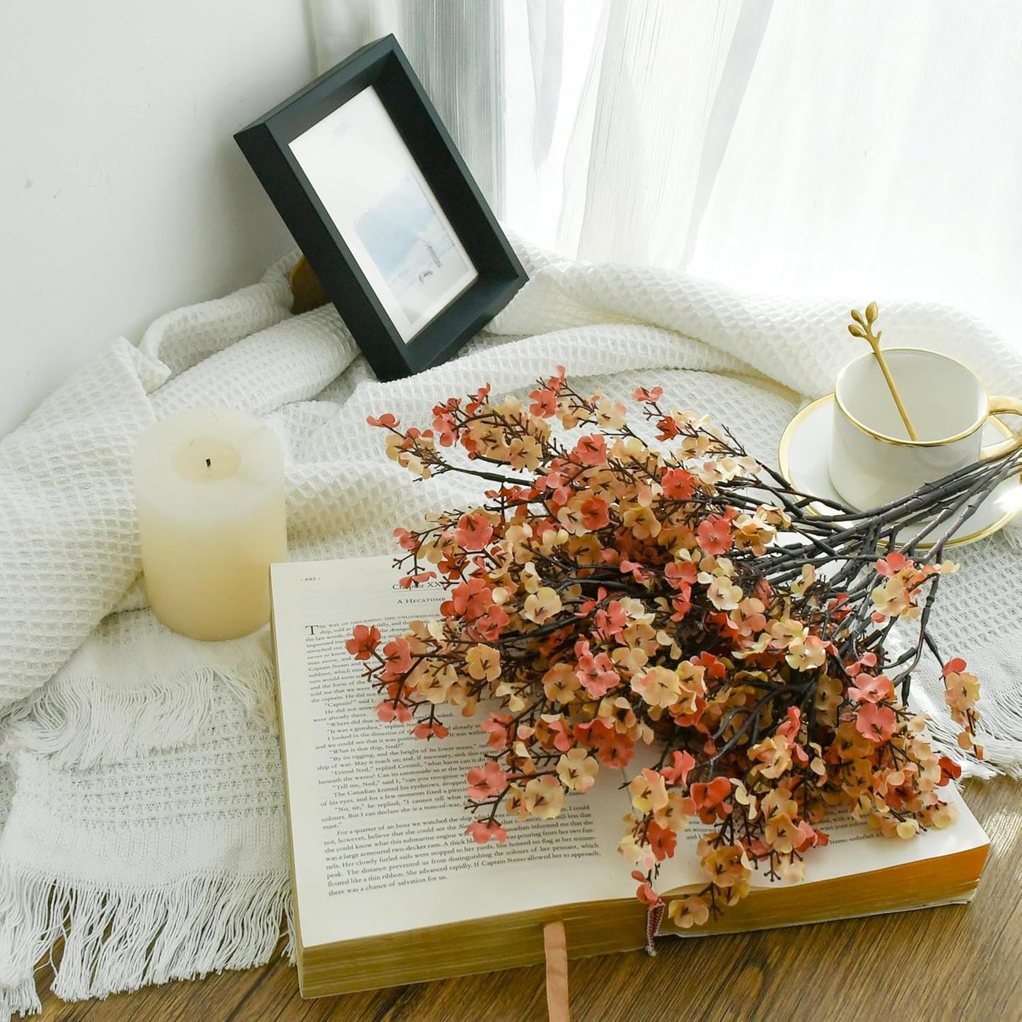 Mandy's Beige Brown Artificial Baby’s Breath Flowers 6 Bundles Silk Gypsophila with Bendable Stems for Fall Centerpiece Wedding Decor and Table Arrangements