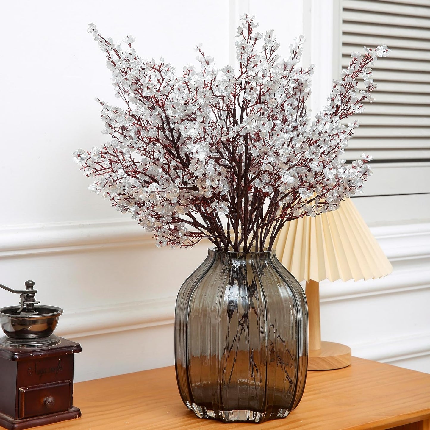 JAKY-Global Babys Breath Fabric Cloth Artificial Flowers 6 Bundle European Fake Silk Plants Decor Wedding Party Decoration Bouquets Real Touch DIY Home Garden (Silver 6pcs)