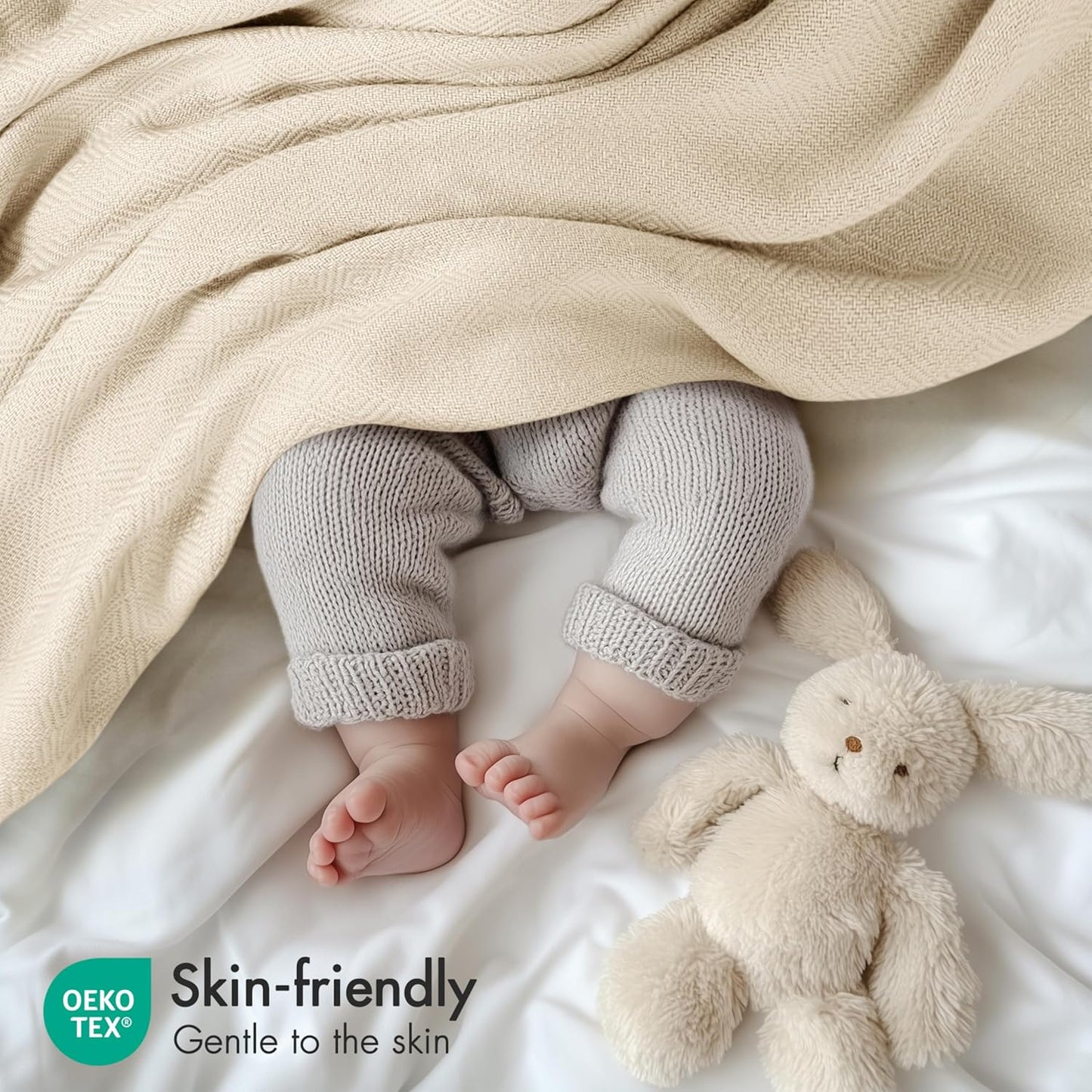 Madison Park Queen Size Blanket, 70% Rayon Bamboo-Based, 30% Cotton, Breathable for Hot Sleepers Menopause, Ultra Soft and Snag-Resistant, Summer Blanket for Bed or Couch, Queen 90"x90" Ivory