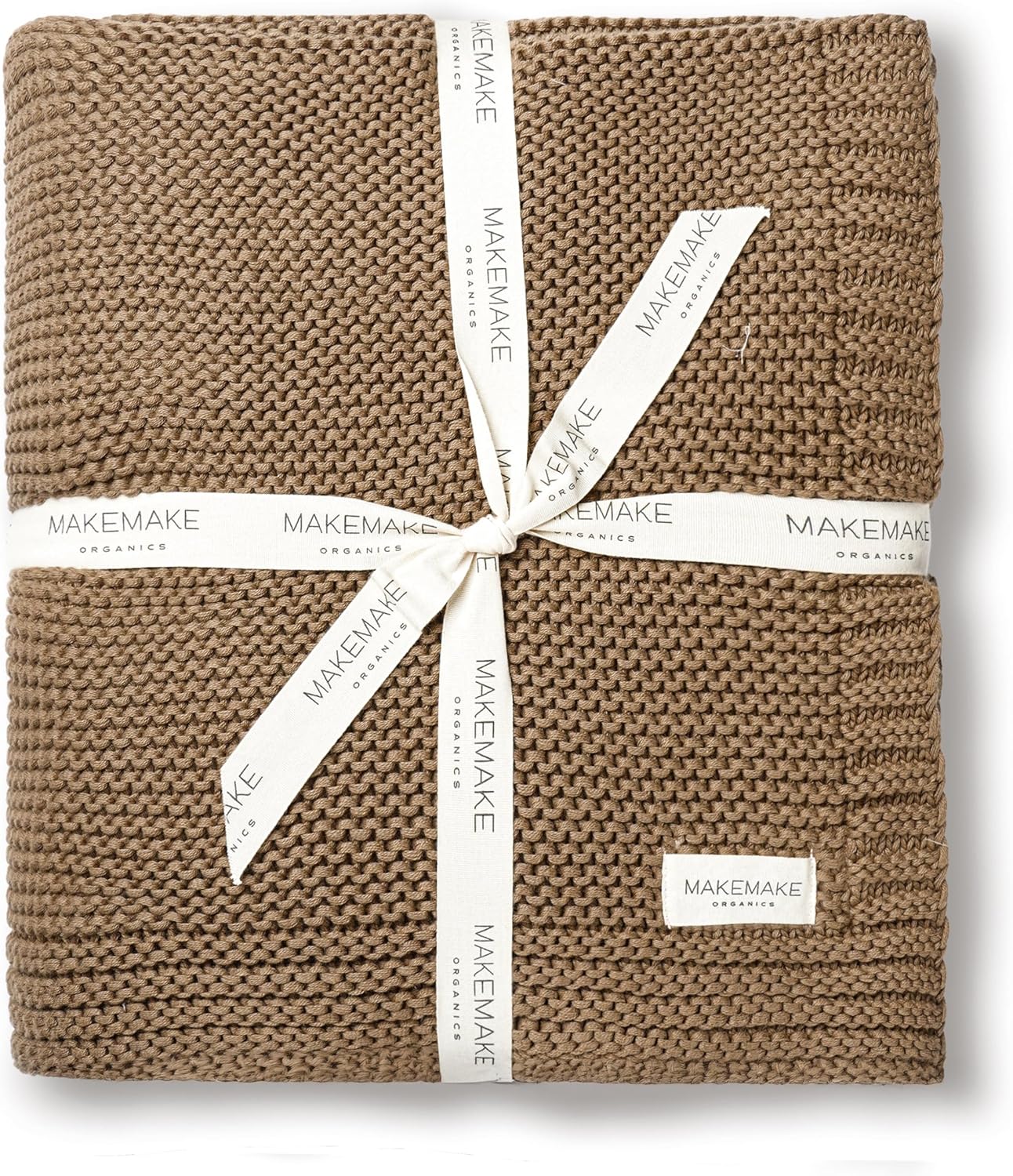 MakeMake Organics Organic Cotton Throw Blanket GOTS Certified Organic Knit Blanket Couch Bed Neutral Fall Colors Soft Cotton Throw Blanket Large (50x60, Brown)