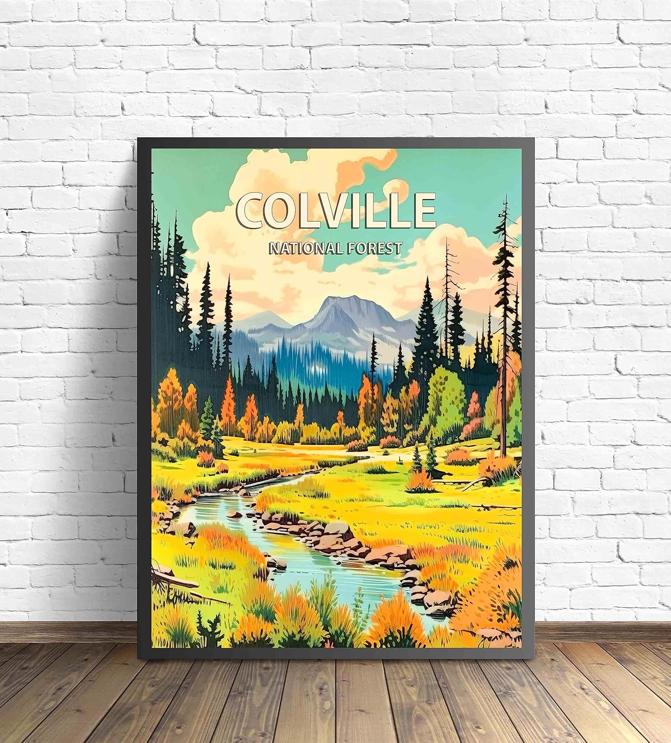 Colville National Forest Poster Art Print Retro Mountain Wall Art Poster Vintage Decor Nature Recreation Wilderness Wildlife Decoration, Outdoor Adventure Scenic Beauty Artwork. (Colville National