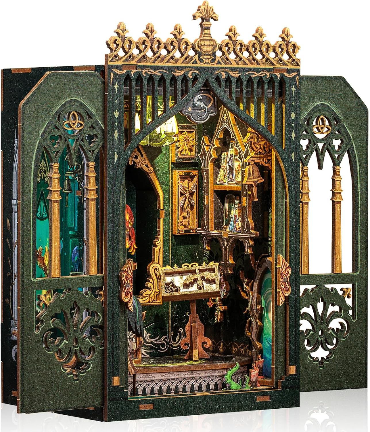 Cutefun Book Nook Kit, DIY Miniature House Kit for Beginners, Book Nook Kits for Adults, Wooden Dollhouse for Bookshelf Decor, Gifts for Family and Friends (The Darkness Herbarium)