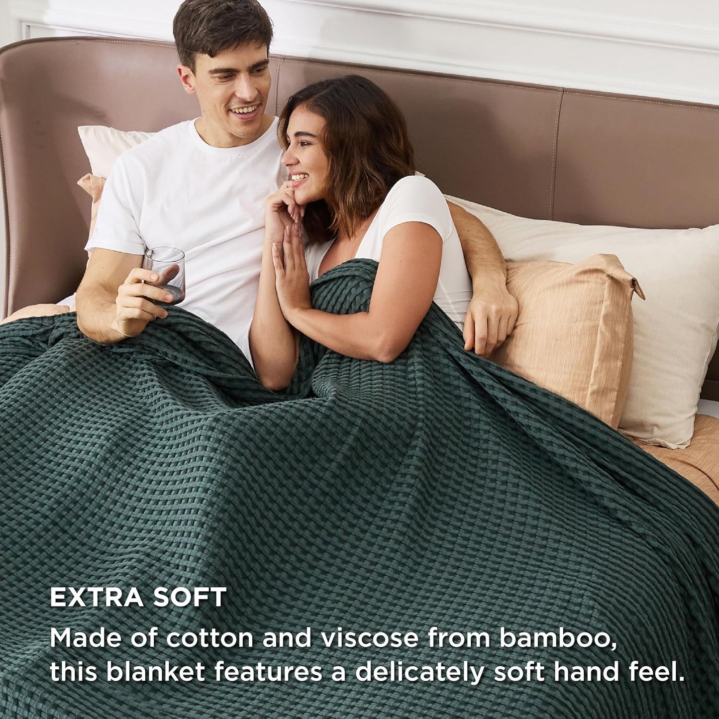 Bedsure Cooling Cotton Waffle Oversized King Blanket - Lightweight Breathable Rayon Derived from Bamboo for Hot Sleepers, Luxury Throws for Bed and Sofa, 120x96 Inches