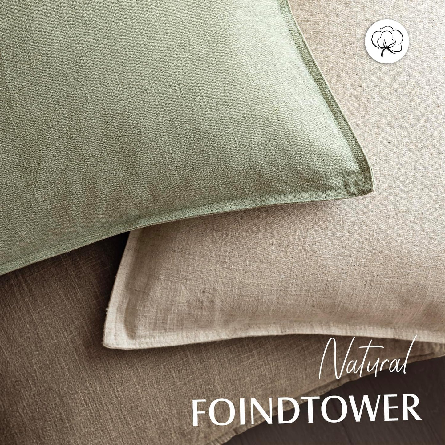 Foindtower Pack of 2, Decorative Linen Solid Throw Pillow Covers Soft Accent Cushion Case Boho Farmhouse Pillowcase for Chair Couch Sofa Bedroom Living Room Home Decor 16 x 16 Inch Light Sage Green