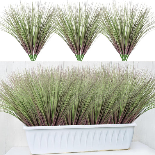 Fake Grass Artificial Grass Greenery Stems Fall Flowers Artificial Shrubs Wheat Grass Greenery Home Decor Artificial Plants Ornamental Grass Outdoor Fake Grass Leaves(24pcs) Purple-Green