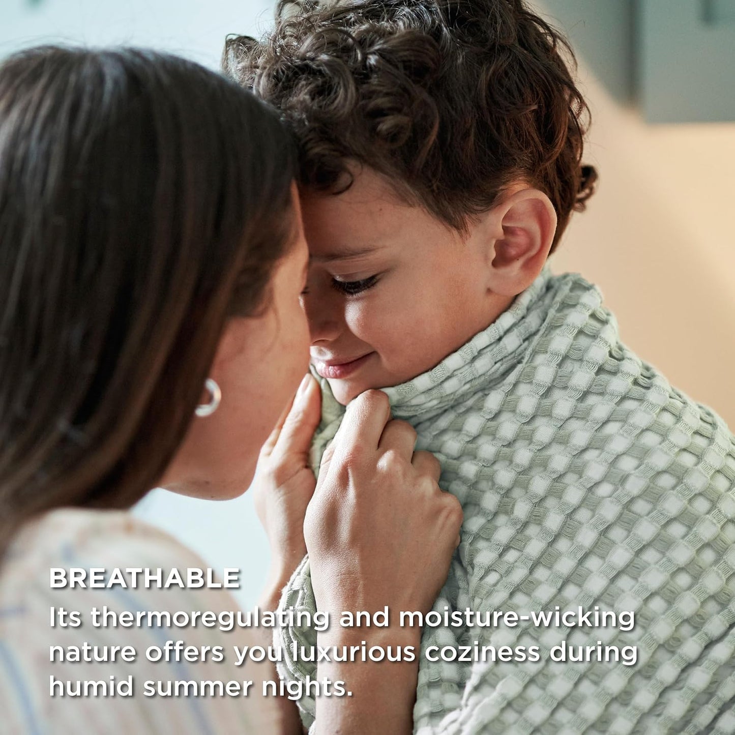 Bedsure Cooling Cotton Waffle Oversized King Blanket - Lightweight Breathable Blankets Rayon Derived from Bamboo for Hot Sleepers, Luxury Throws for Bed and Sofa, Mint Green, 120x96 Inches