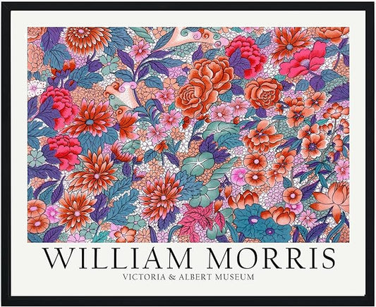 William Morris Colorful Flowers Wall Art Poster Prints, Famous Artist Patterns, Vintage Flowers Decor Artwork, Tapestry Historic Cultural Illustrations Fine Art, Colorful for Living Room, Bedroom,
