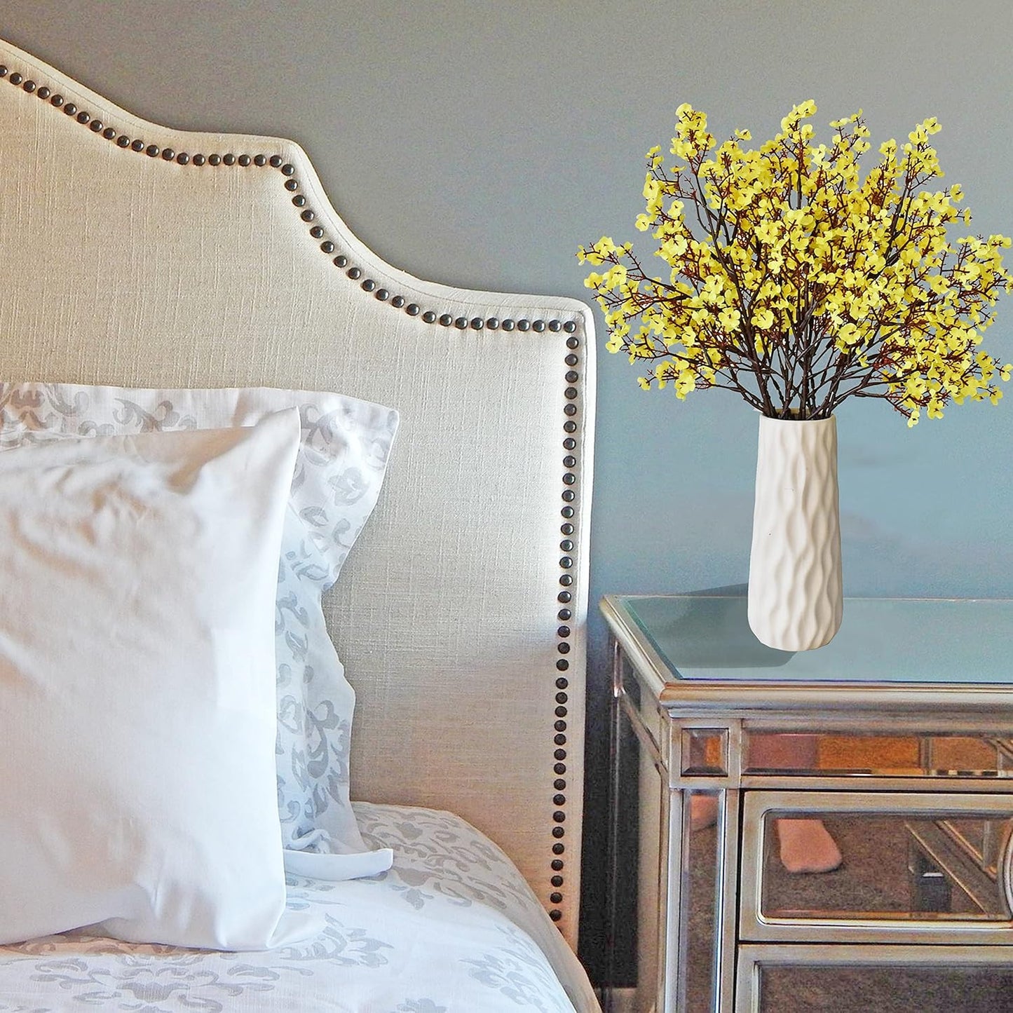 Mandy's Yellow Artificial Baby’s Breath Flowers 6 Bundles Silk Gypsophila with Bendable Stems for Fall Centerpiece Wedding Decor and Table Arrangements