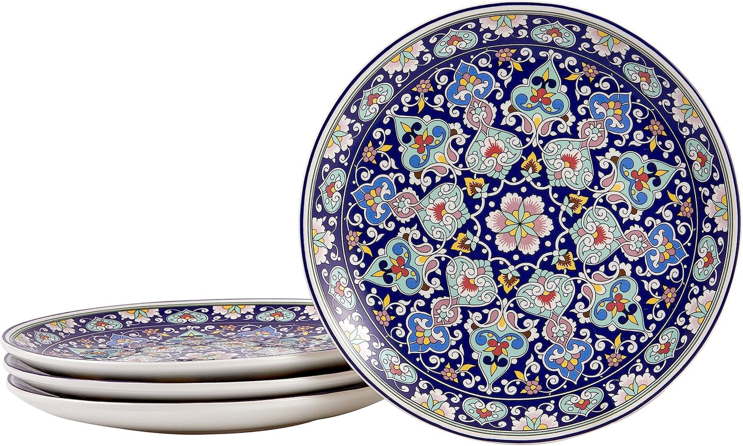 Bico Mandala Kaleidoscope Salad Plates Set of 4, 8.75 Inch Ceramic Dessert Plates for Salad, Appetizer, Side Dishes, Microwave and Dishwasher Safe, Gift for Housewarming and Thanksgiving