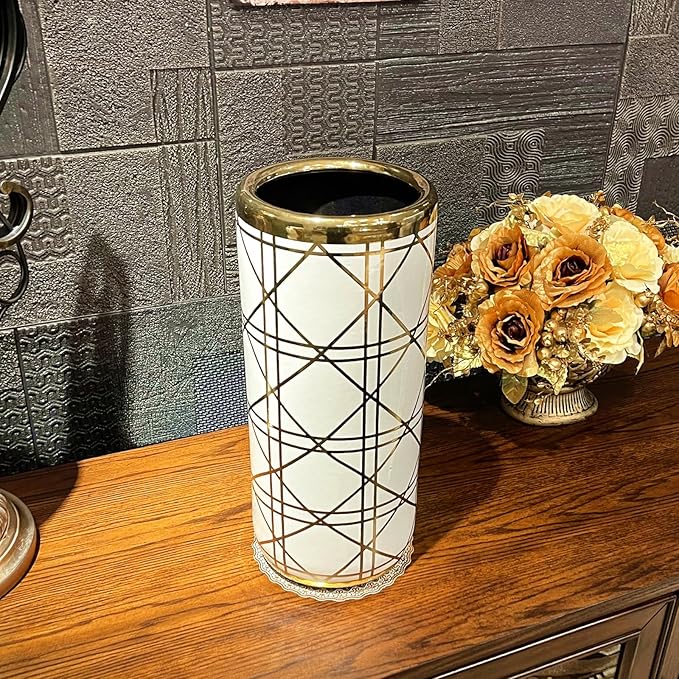 ZOEJADE Porcelain Ceramic Umbrella Stand Umbrella Holder Modern Style Floor Vase for Storing Canes Walking Sticks for Entryway Indoor 18'' High