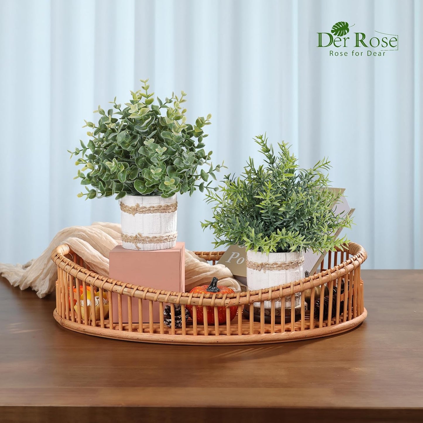 Der Rose 4 Pack Farmhouse Fake Plants Artificial Plants for Home Kitchen Office Desk Rustic Table Boho Aesthetic Room Decor Indoor