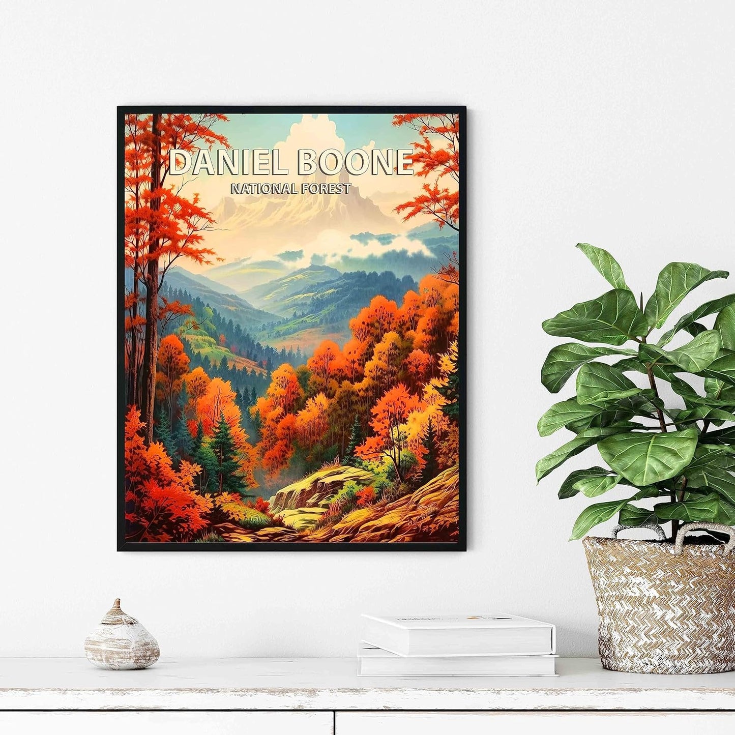 Daniel Boone National Forest Poster Art Print Retro Mountain Wall Art Poster Vintage Decor Nature Recreation Wilderness Wildlife Decoration, Outdoor Adventure Scenic Beauty Artwork. (Daniel Boone