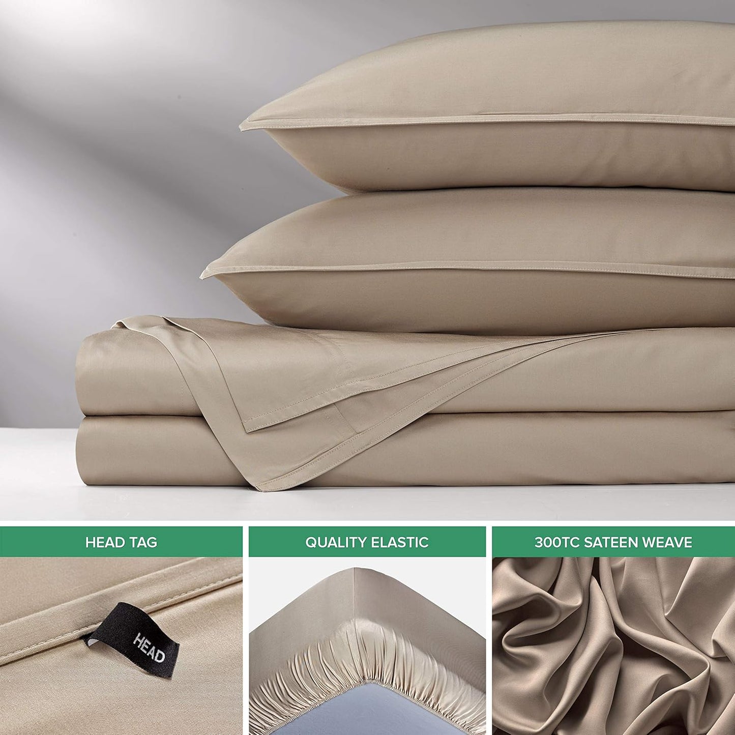 Full Sheets by Pure Bamboo, Genuine 100% Organic Viscose Derived from Bamboo Bed Sheet Set, Luxuriously Soft & Cooling, Double Stitching, Lifetime Quality Promise (Full, Sand)