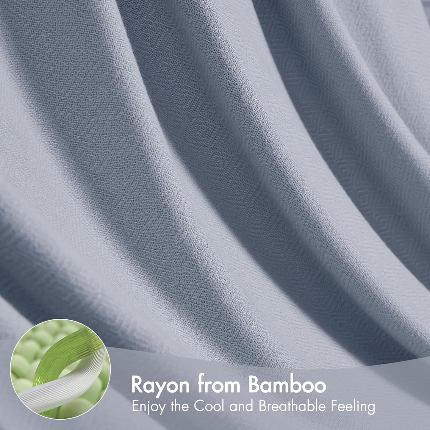 Madison Park Twin Size Blanket, 70% Rayon Bamboo-Based, 30% Cotton, Breathable for Hot Sleepers Menopause, Ultra Soft and Snag-Resistant, Summer Blanket for Bed or Couch, Twin 66"x90", Light Blue