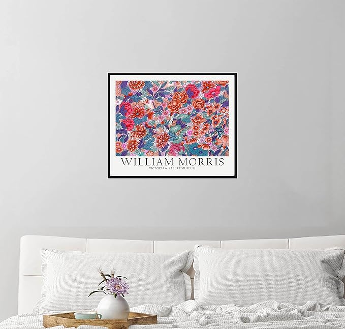 William Morris Colorful Flowers Wall Art Poster Prints, Famous Artist Patterns, Vintage Flowers Decor Artwork, Tapestry Historic Cultural Illustrations Fine Art, Colorful for Living Room, Bedroom,