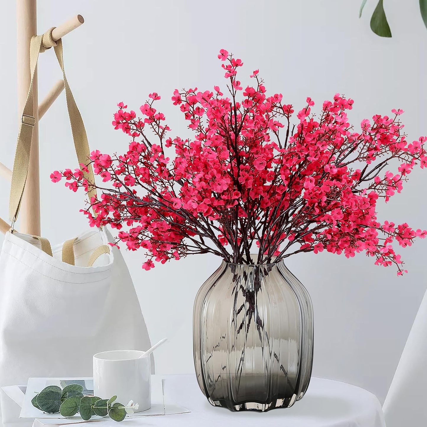 JAKY-Global 9pcs Babys Breath Artificial Flowers Gypsophila Bouquet Bulk Fake Spring Silk Small Flowers Real Touch Faux Floral for Home Bedroom Kitchen Garden Wedding Christmas Party DIY Decor (Rose)